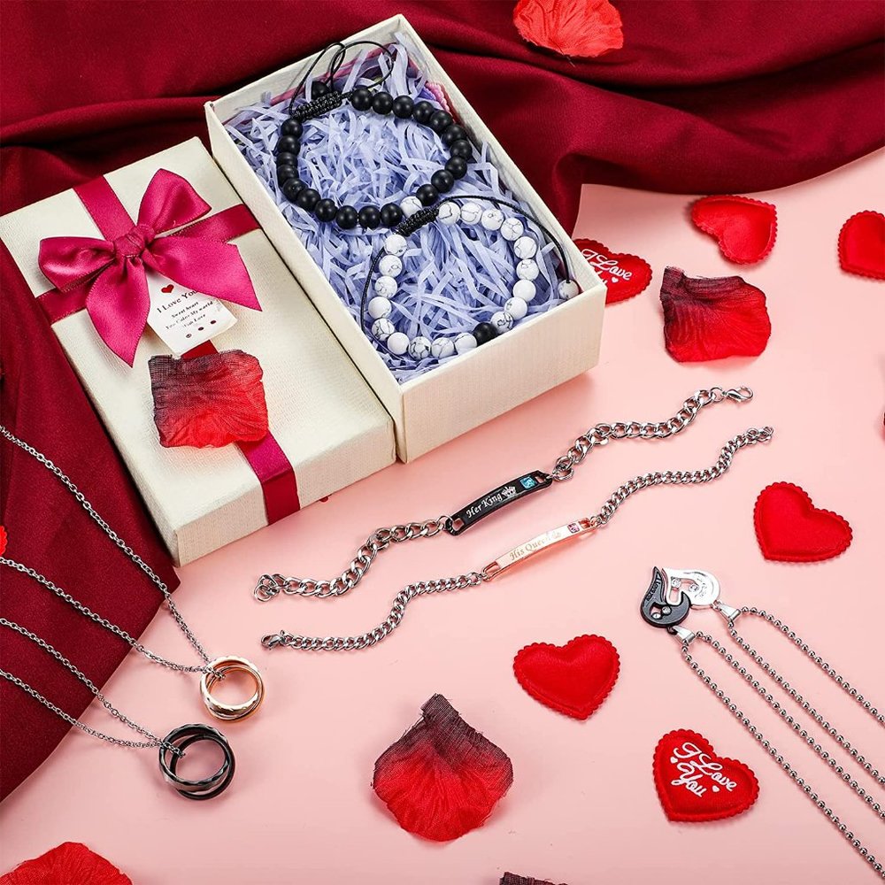 New 8 Pieces Couples Necklace Bracelet Matching Bracelets Set for Women Men, Her - Picture 4 of 7